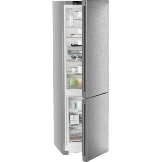 Liebherr Plus CNsda 5723 202cm 70/30 Frost Free Fridge Freezer - Silver - Right perspective with door open shot